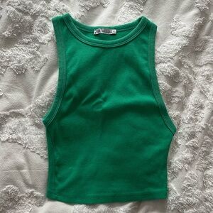 Zara Emerald Green Ribbed Tank Top